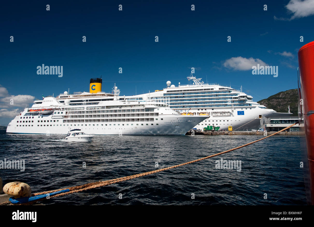 Cruise ships at Bergen, Norway Stock Photo