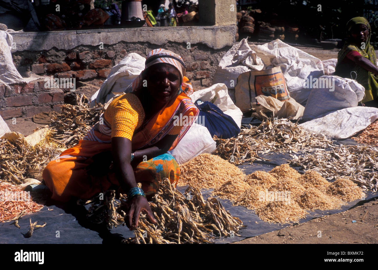 Trader of dry fish Mumbai India Stock Photo Alamy