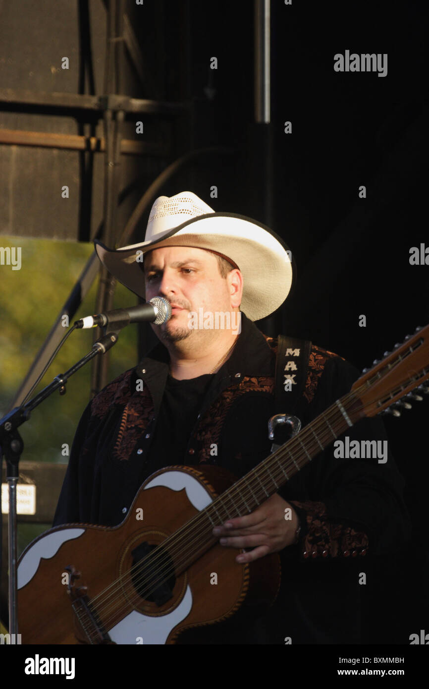 Max Baca of the grammy winning band Los Texmaniacs performing at Richmond Folk Festival in 2010 Stock Photo