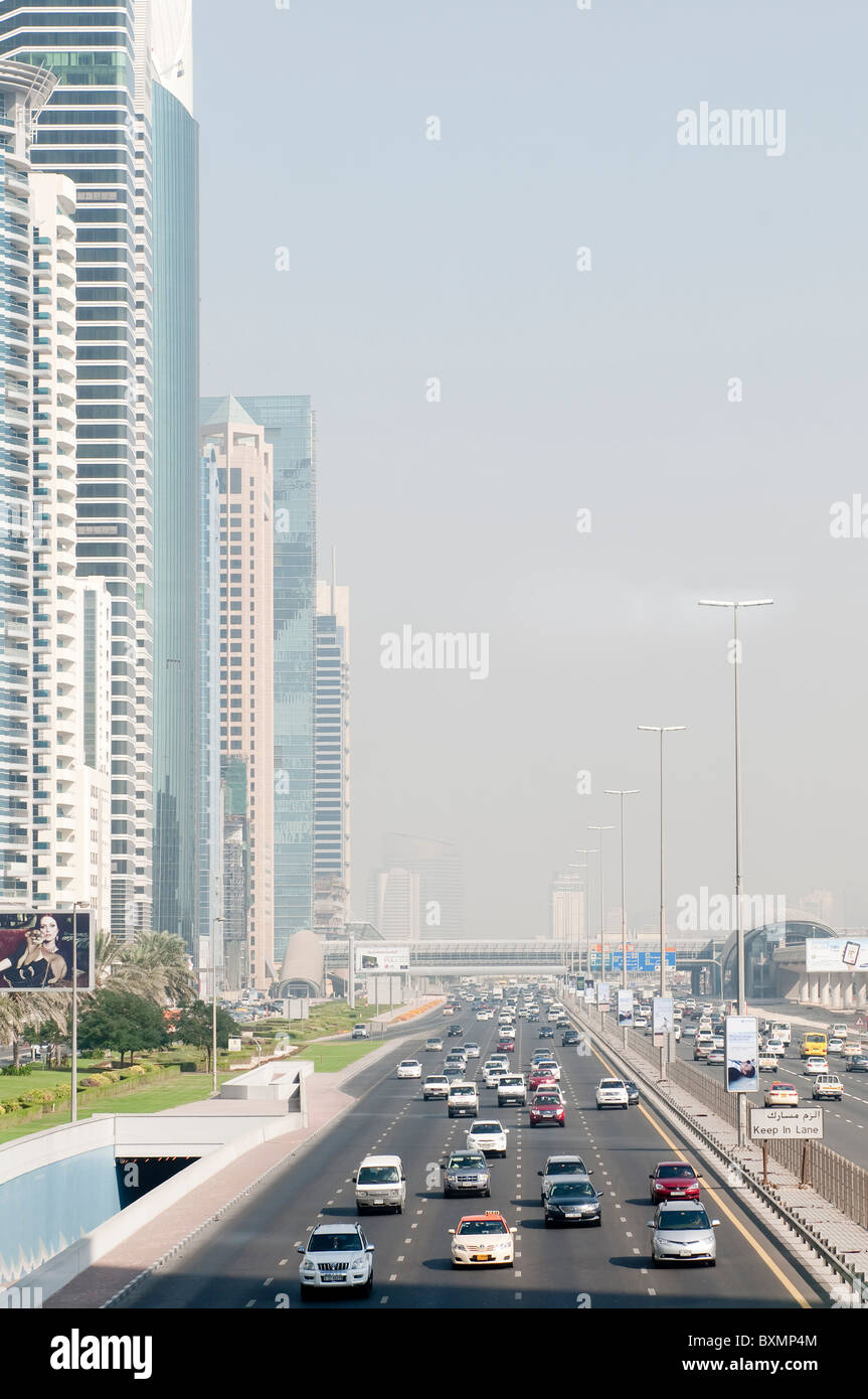 Sheikh Zayed road in Dubai Stock Photo