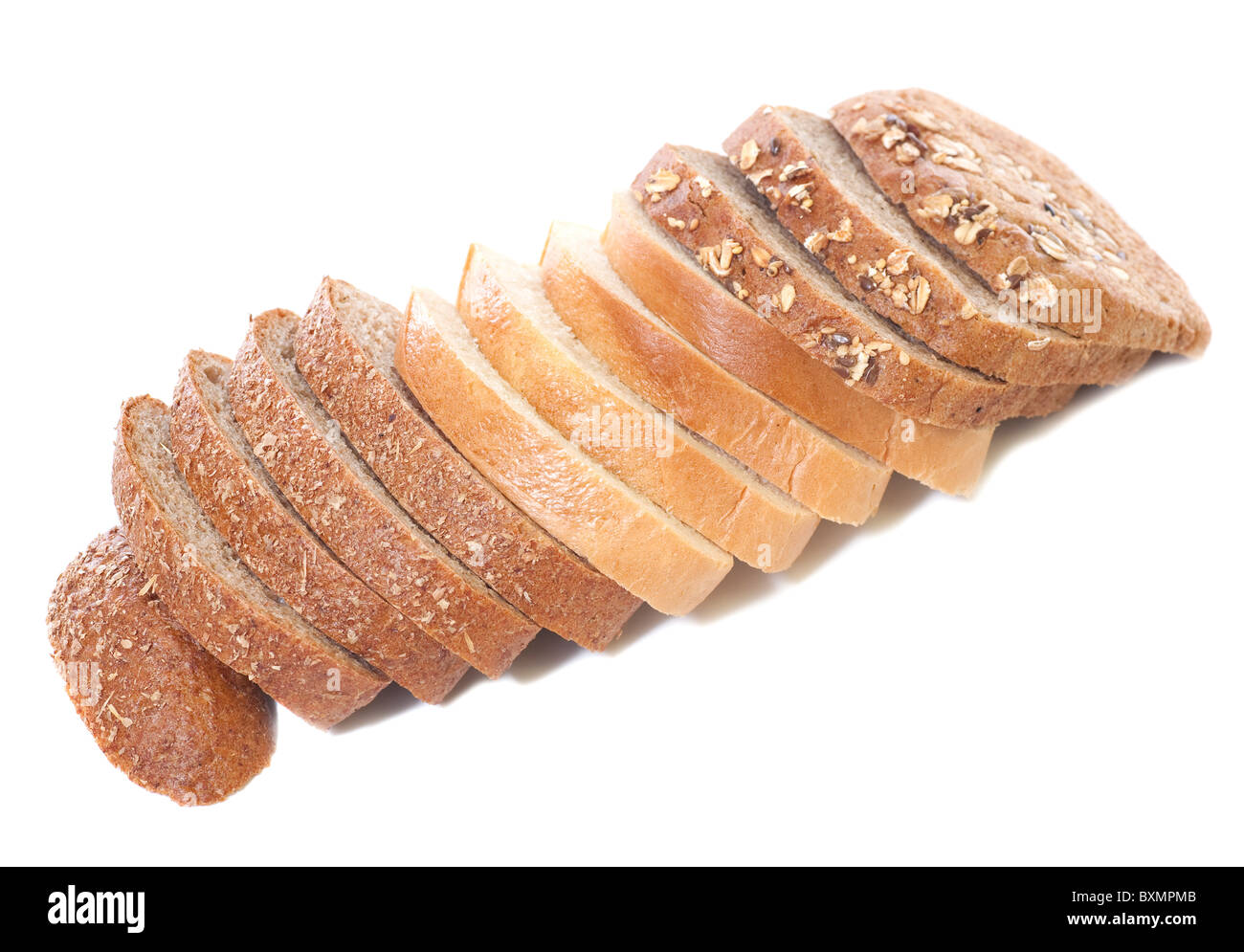 slices of rye and wheat breads isolated on white background Stock Photo ...