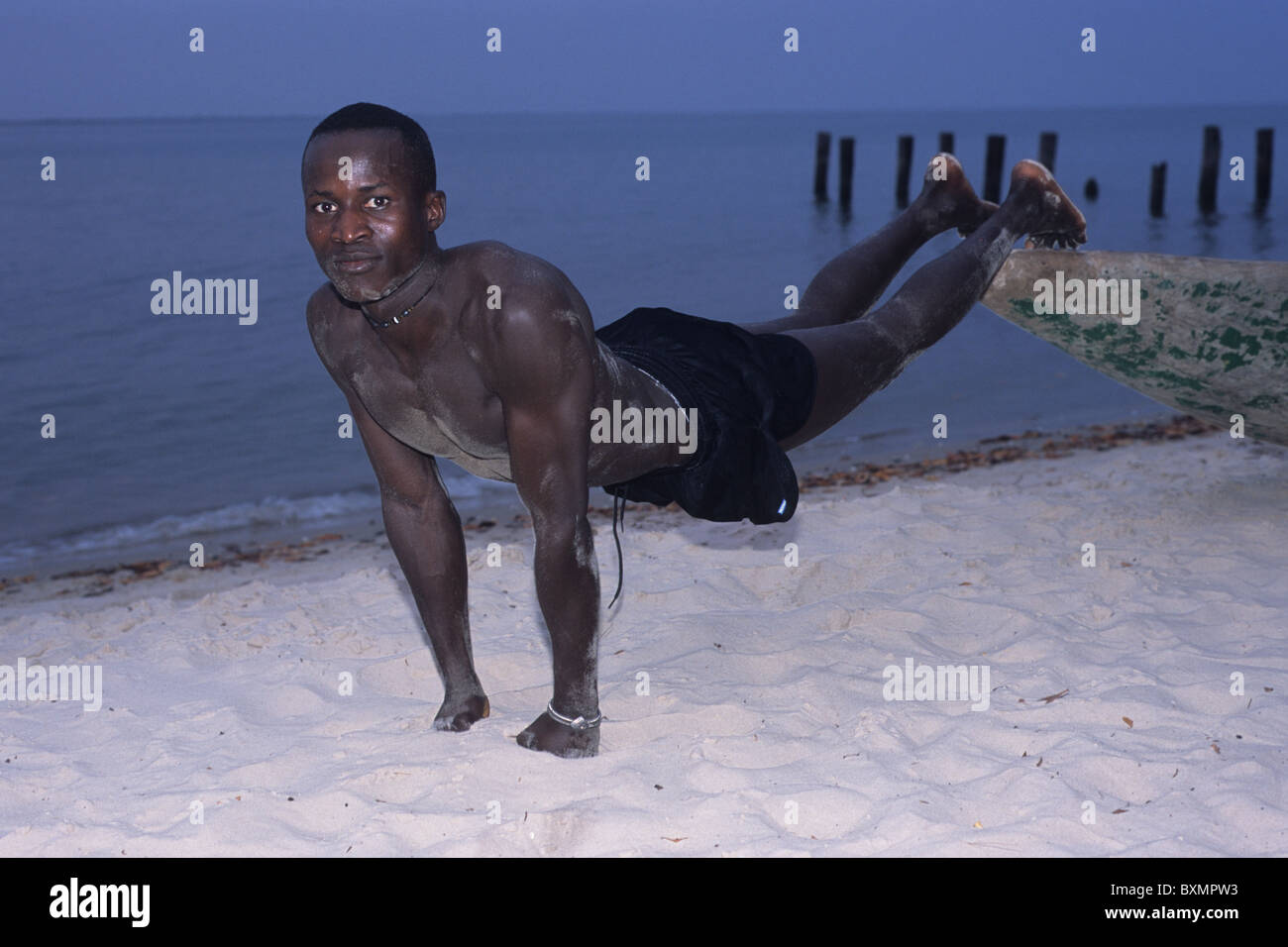 Fighter Training At The Beach At Evening Carabane Island Casamance Region Senegal Stock Photo Alamy