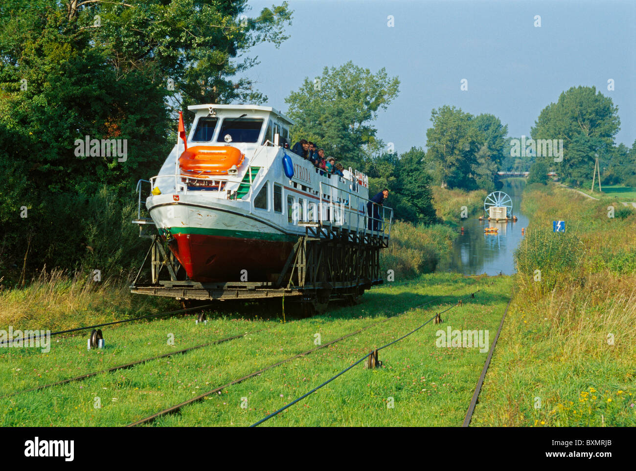 Something special is a day trip on the canal between Elblag and Ostroda. Here the boats are pulled over five inclined planes. Stock Photo