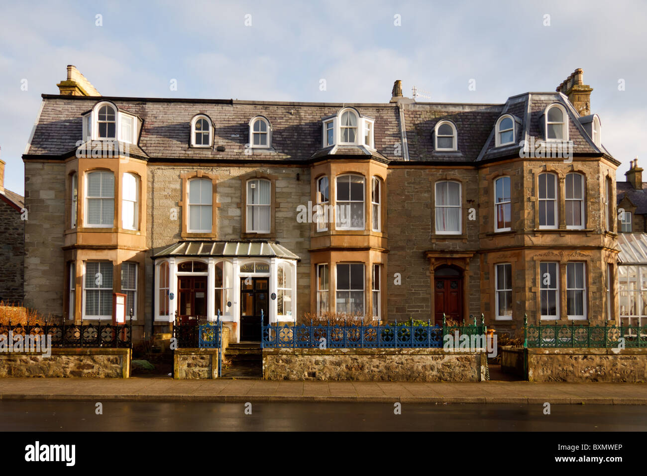 Traditional stone architecture in Lerwick, the 'capital' of Shetland Isles. Stock Photo