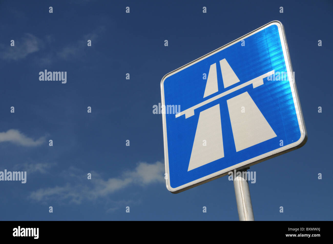 Highway road sign in Germany Stock Photo