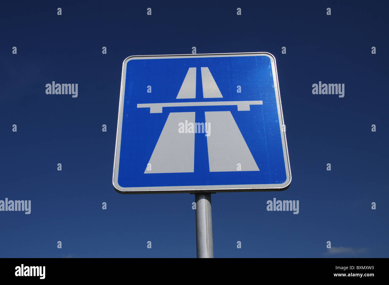 Highway road sign in Germany Stock Photo