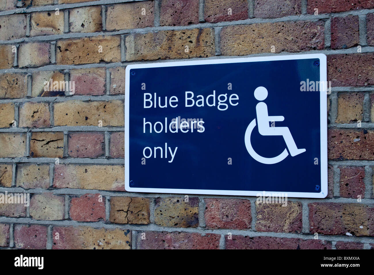 Blue Badge Holder Parking restriction sign at the East Station, Canterbury Stock Photo