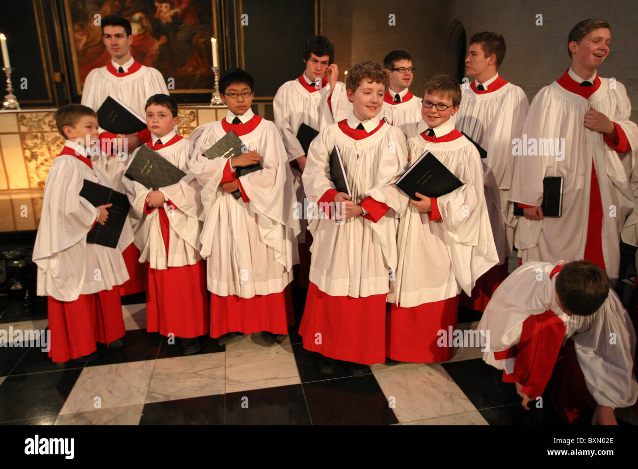 THE KINGS COLLEGE CHOIR IN CAMBRIDGE REHEARSING FOR THE CHRISTMAS EVE