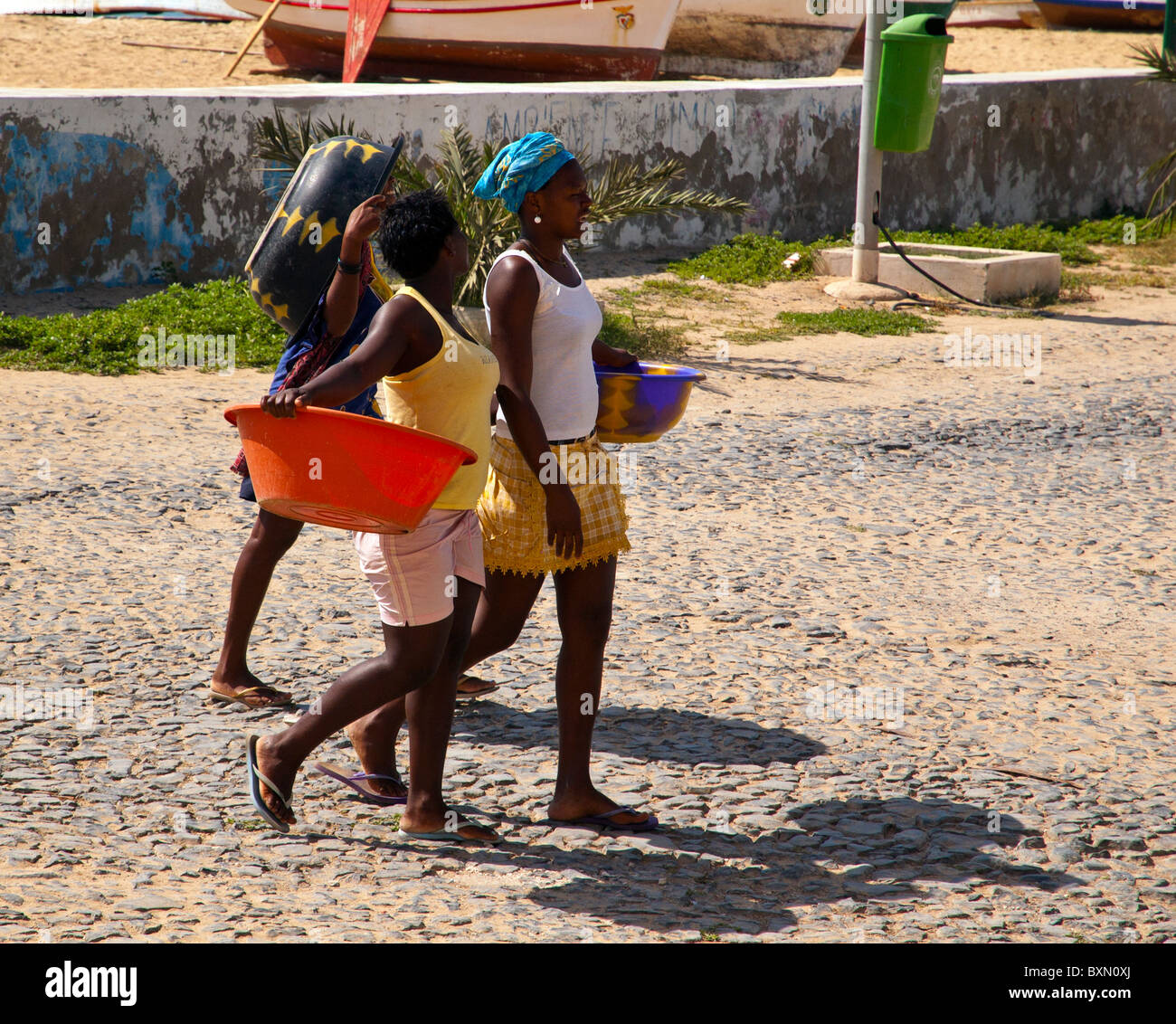 Women in Sal Rei, Boa Vista, Cape Verde Stock Photo