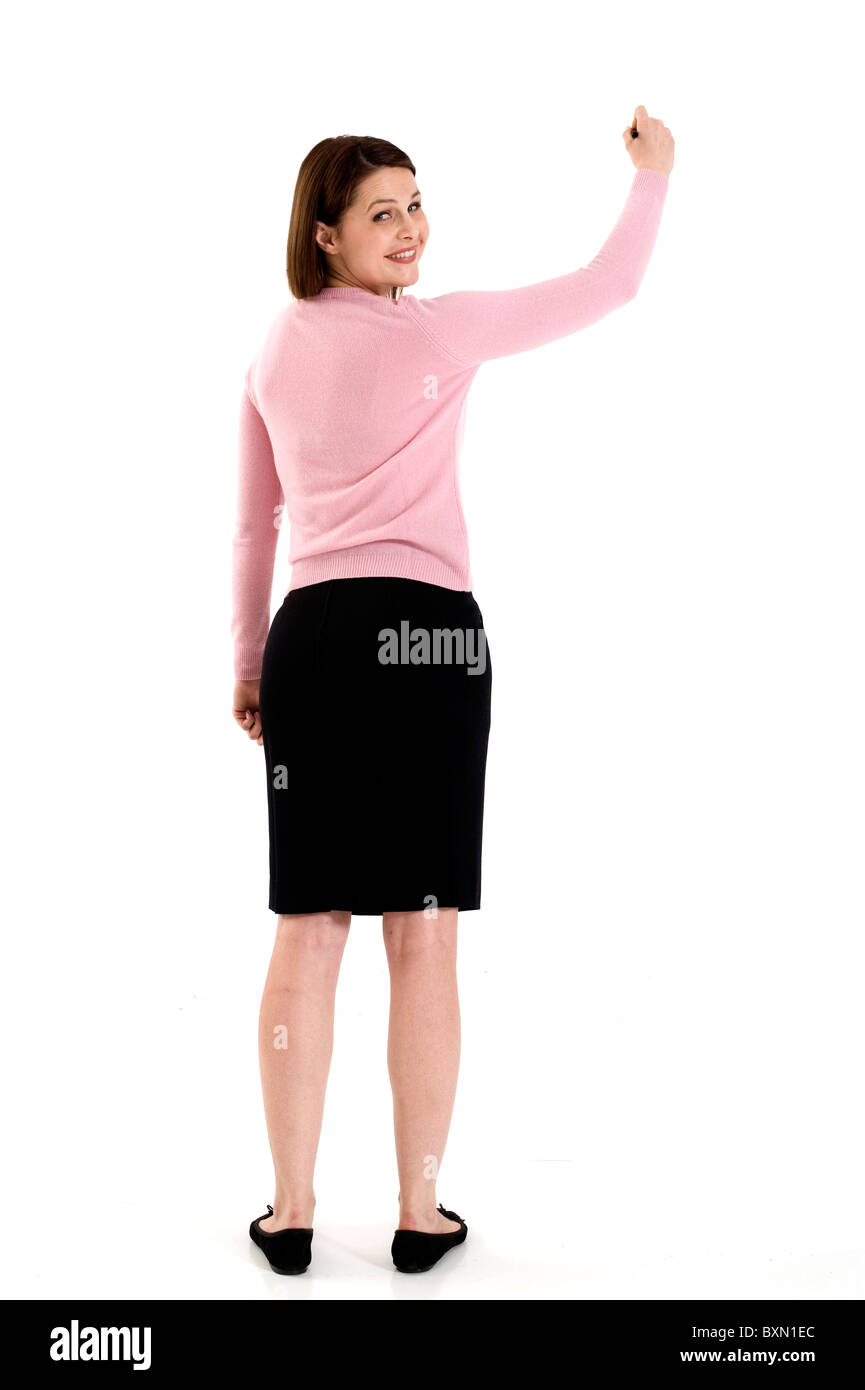 woman writing with a marker Stock Photo - Alamy