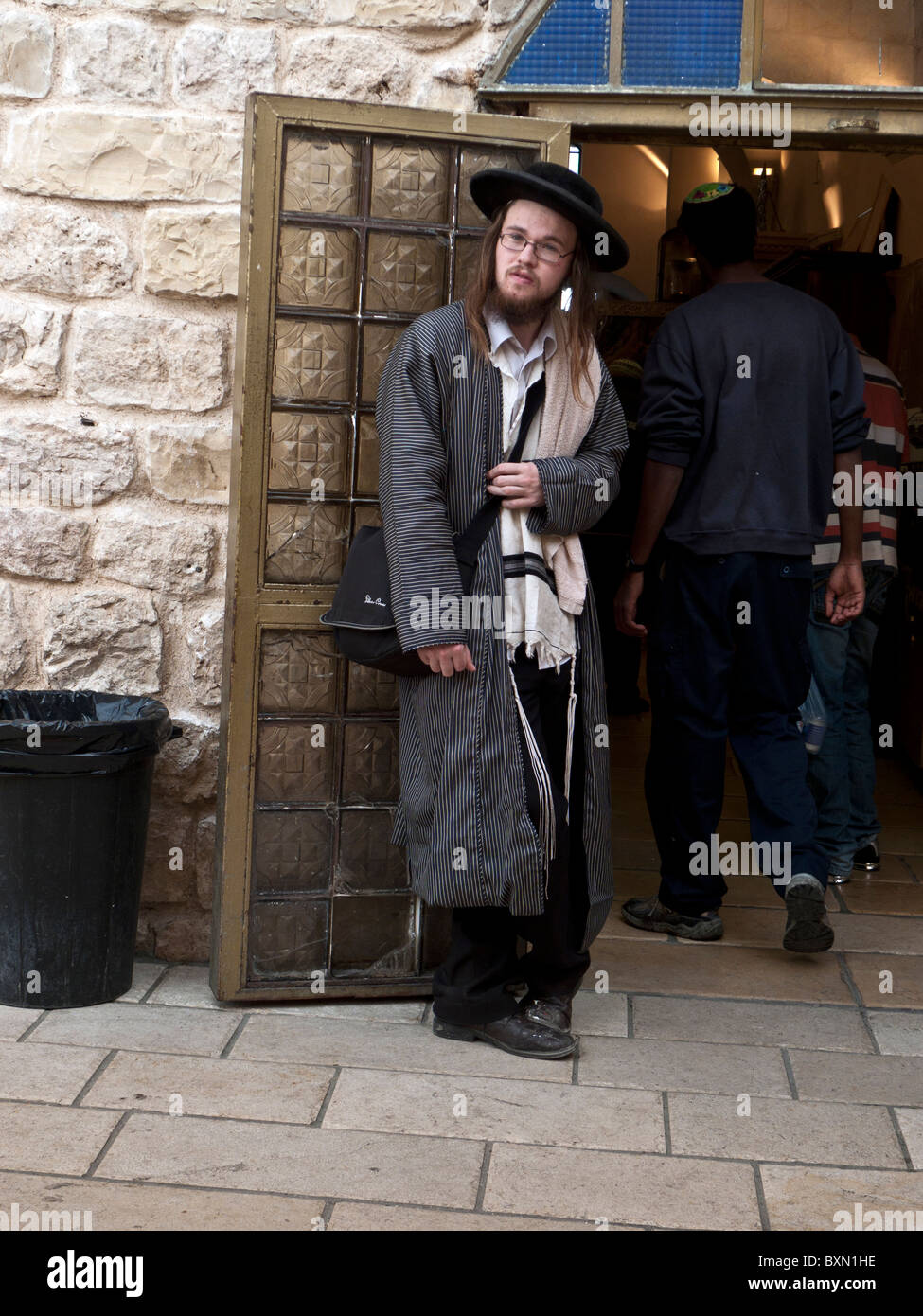 Meron ,Hassidic supplicant at the tomb of Rabbi Shimon Bar Yochai Stock Photo