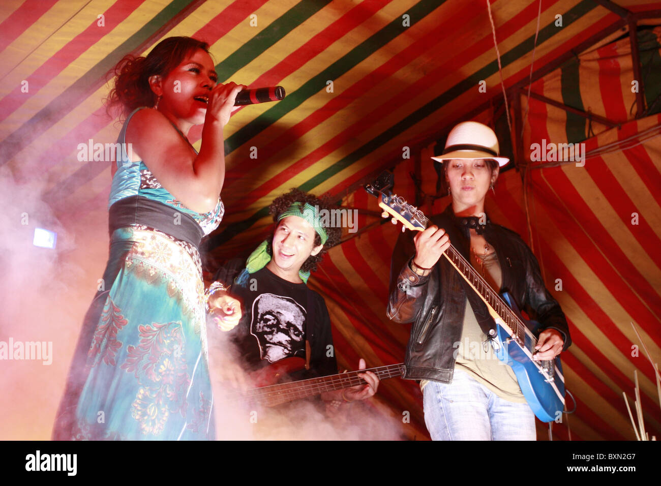 The Cambodian Space Project perform in Kampot, Cambodia Stock Photo