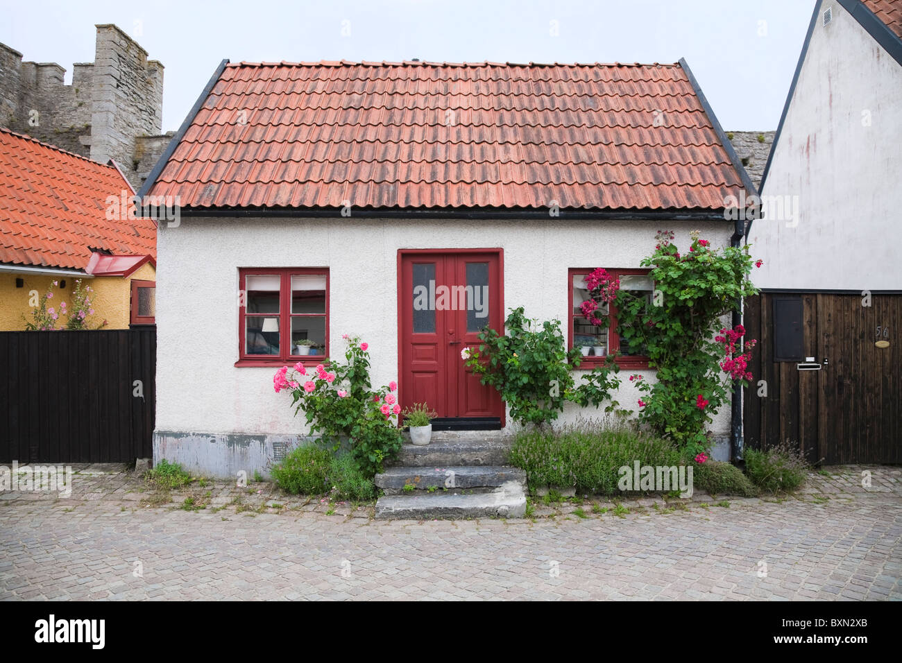 Small old house in Unesco World Heritage town Visby, Gotland, Sweden. Stock Photo
