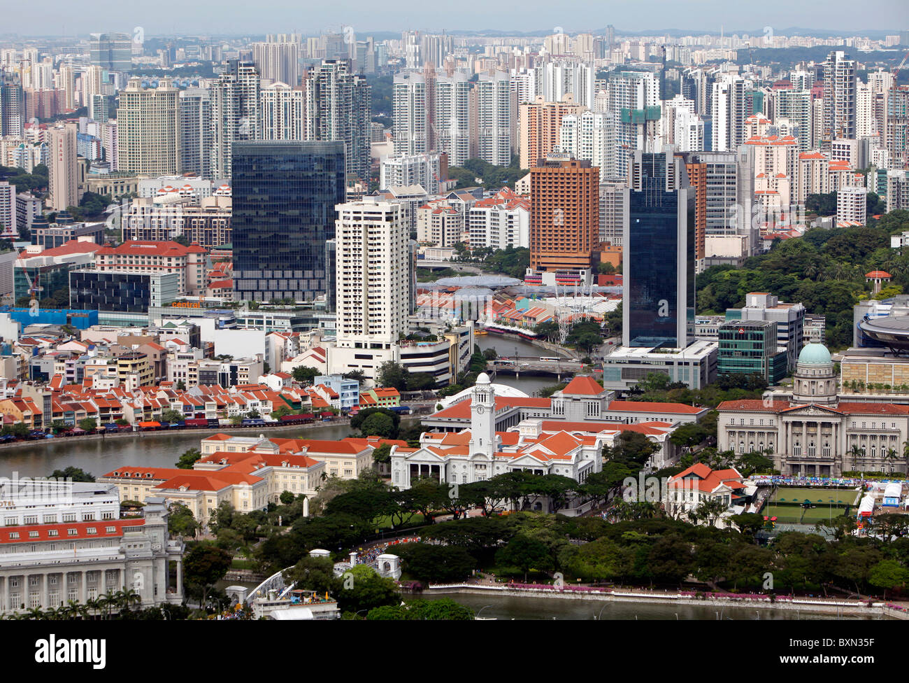 Singapore cityscape, downtown and residential housing area in the background Stock Photo