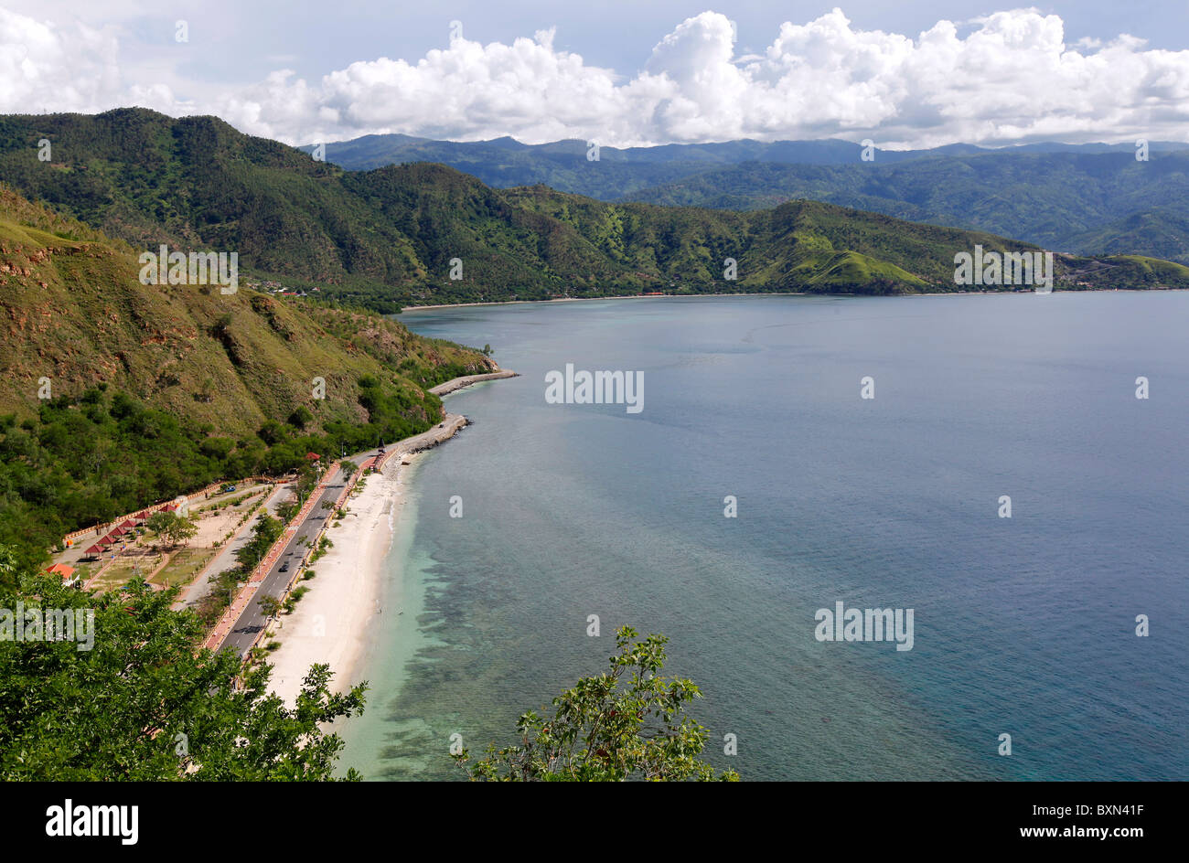 The coastline from Cape Fatucama, beach near Dili, Timor Leste (East Timor) Stock Photo