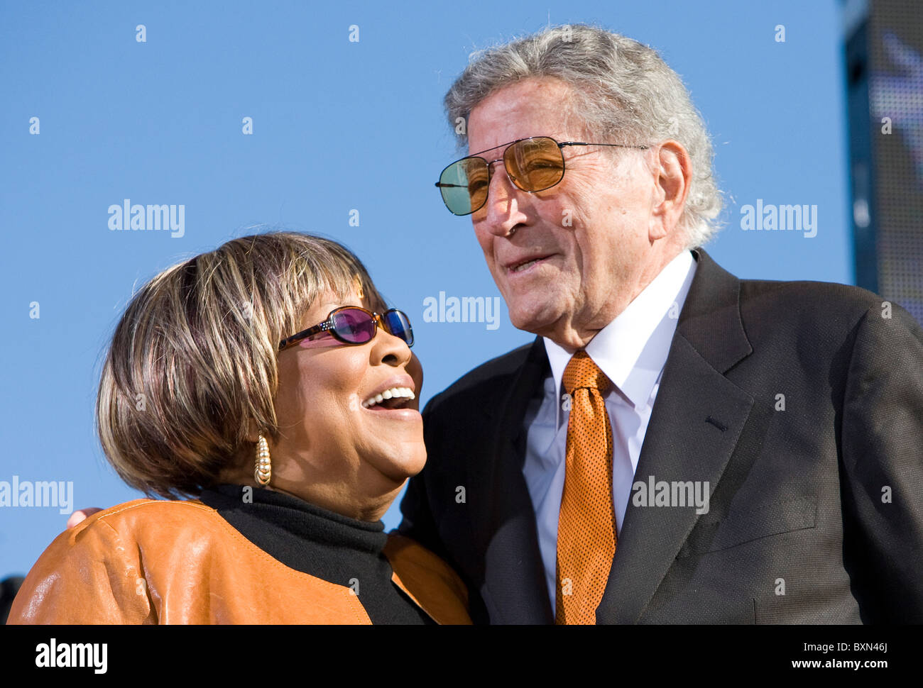 Mavis Staples and Tony Bennett at the Rally to Restore Sanity And/Or Fear. Stock Photo