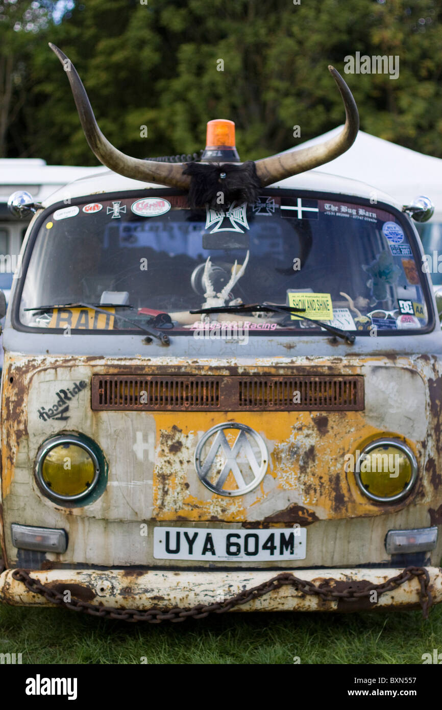 1966 Front view of a Customized Rat  VW Camper at the Santa Pod Raceway England Stock Photo