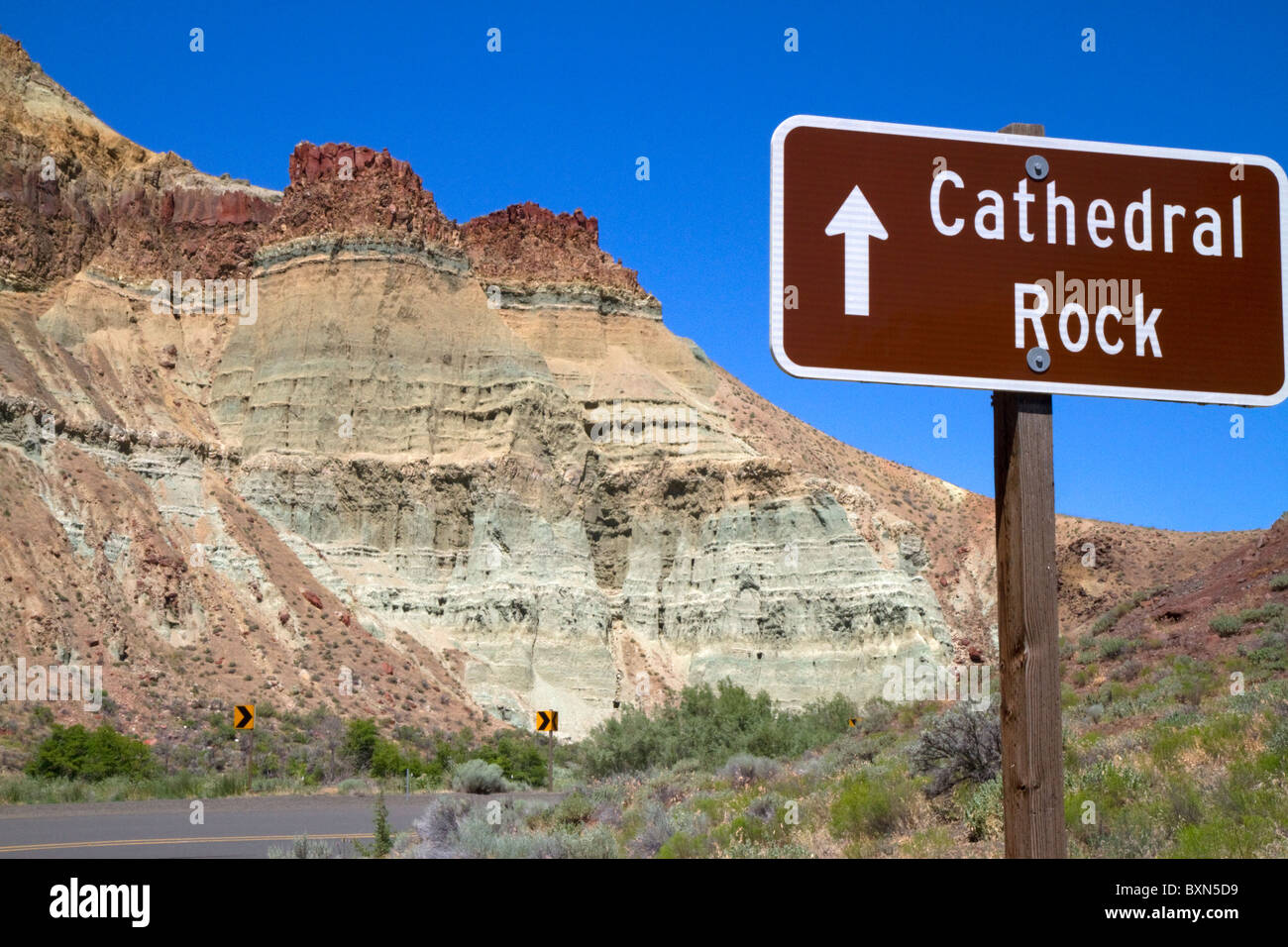Cathedral Rock at the John Day Fossil Beds National Monument in Eastern Oregon, USA. Stock Photo