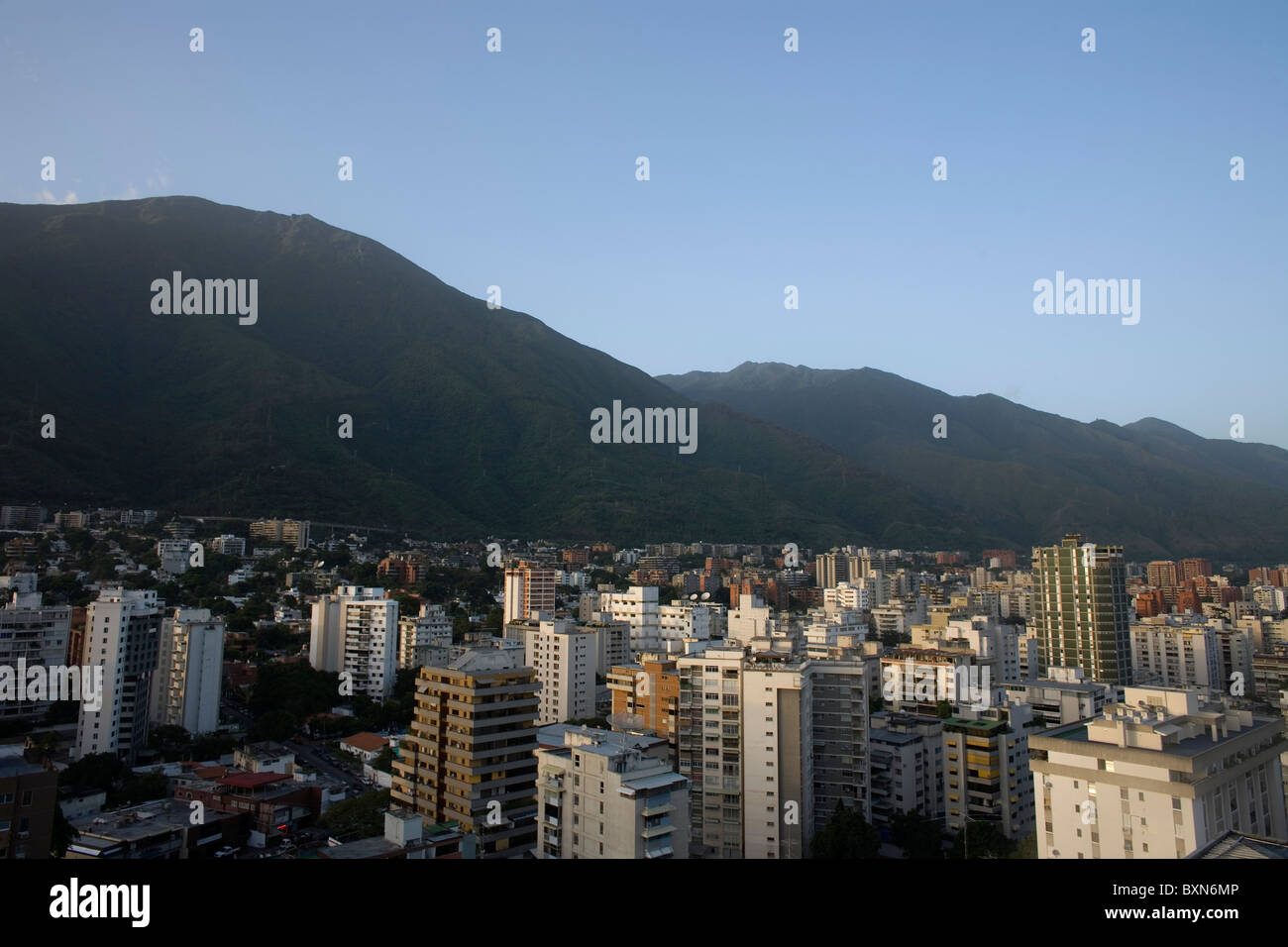 Los Palos Grandes neighborhood at the base of Avila mountain in Caracas, Venezuela, July 22, 2008. Stock Photo