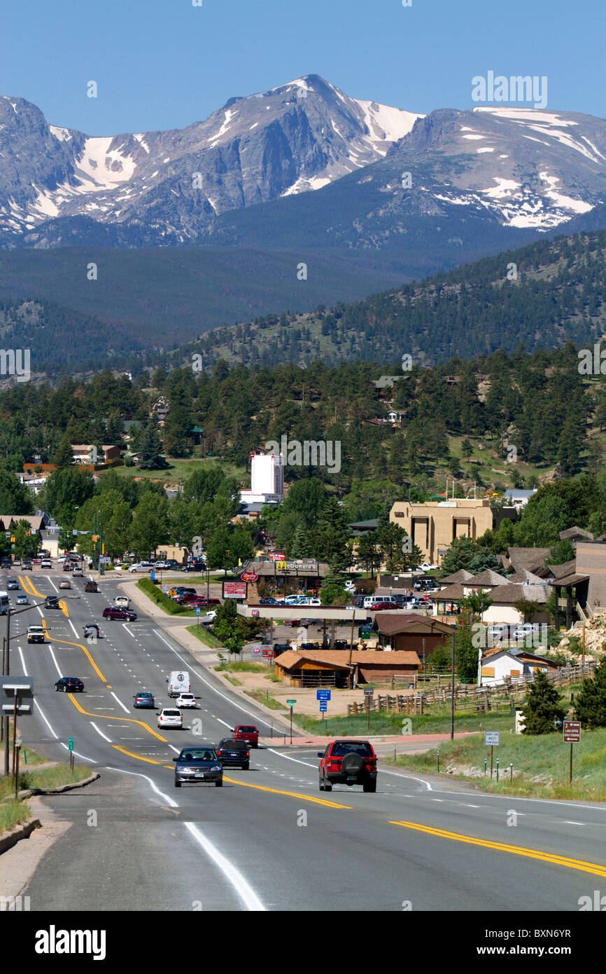 The town of Estes Park located at the entrance to Rocky Mountain