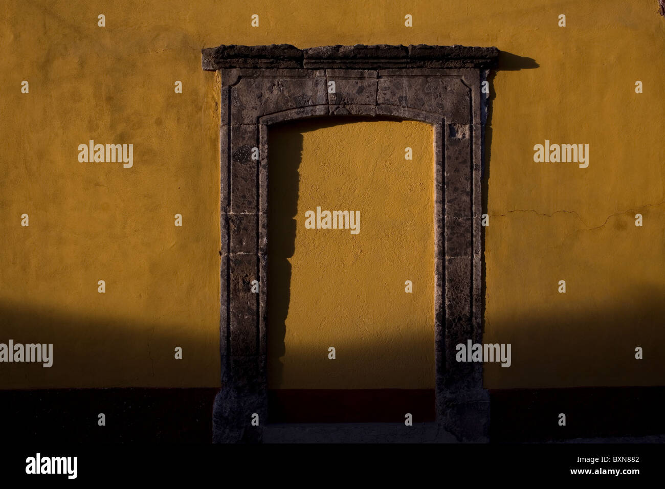 A sealed colonial doorway is seen on the exterior of a home in San Miguel de Allende, Mexico. Stock Photo