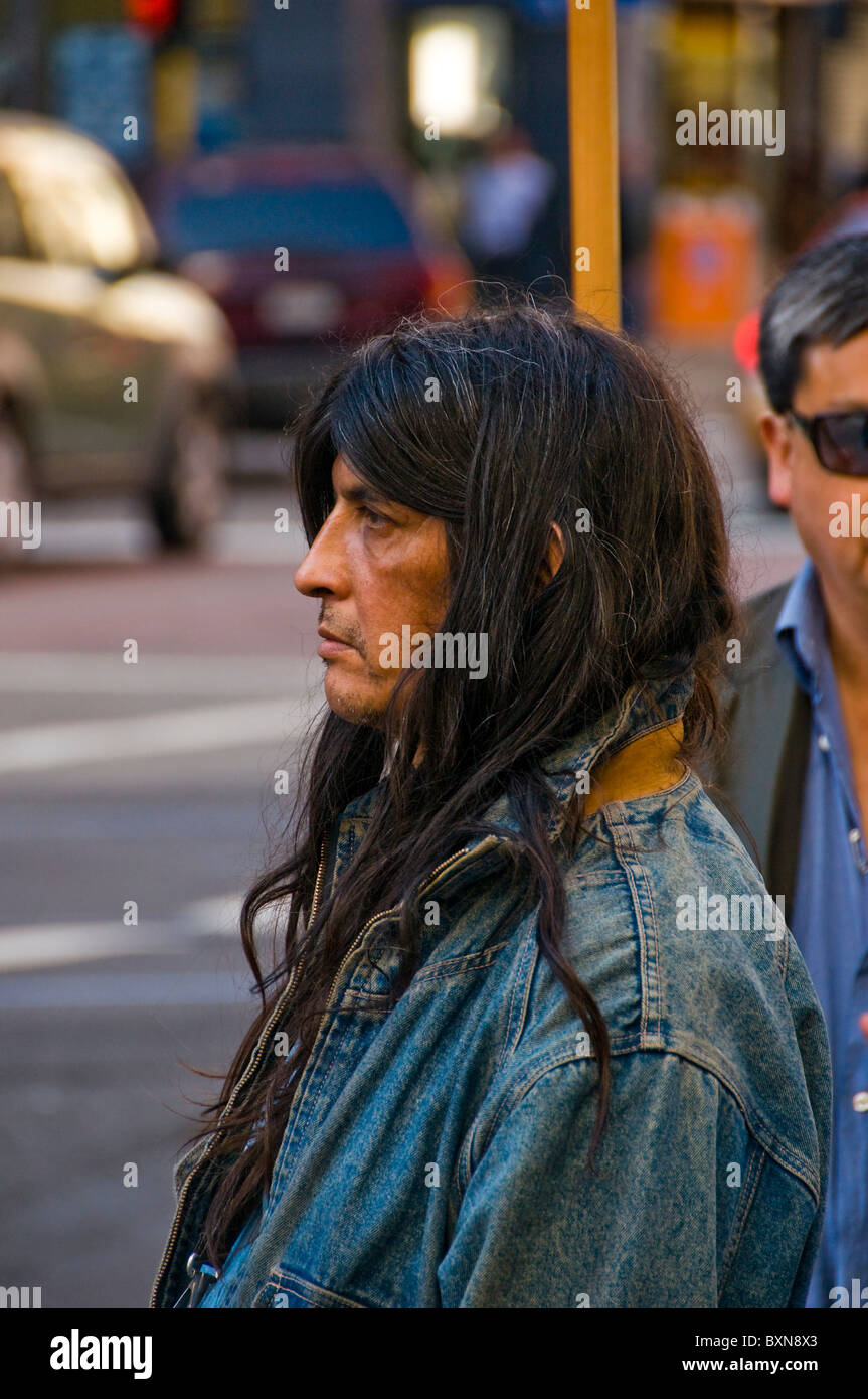 Portrait of unique interesting person on city street in San Francisco CA USA Stock Photo