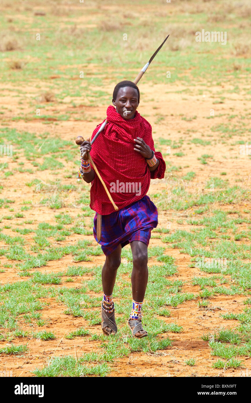 Maasai tribesman, Amboseli National Park, Kenya Stock Photo
