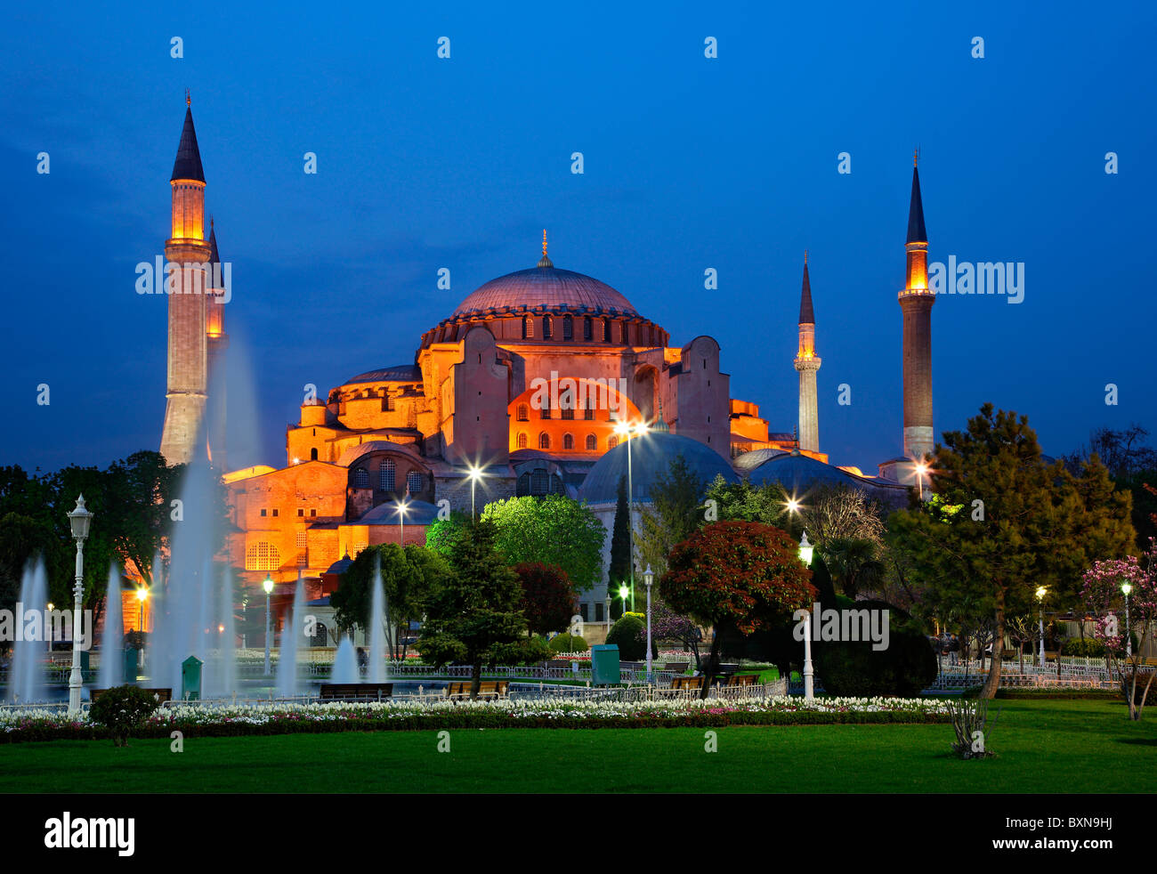 Hagia Sophia in the blue hour, Istanbul, Turkey Stock Photo