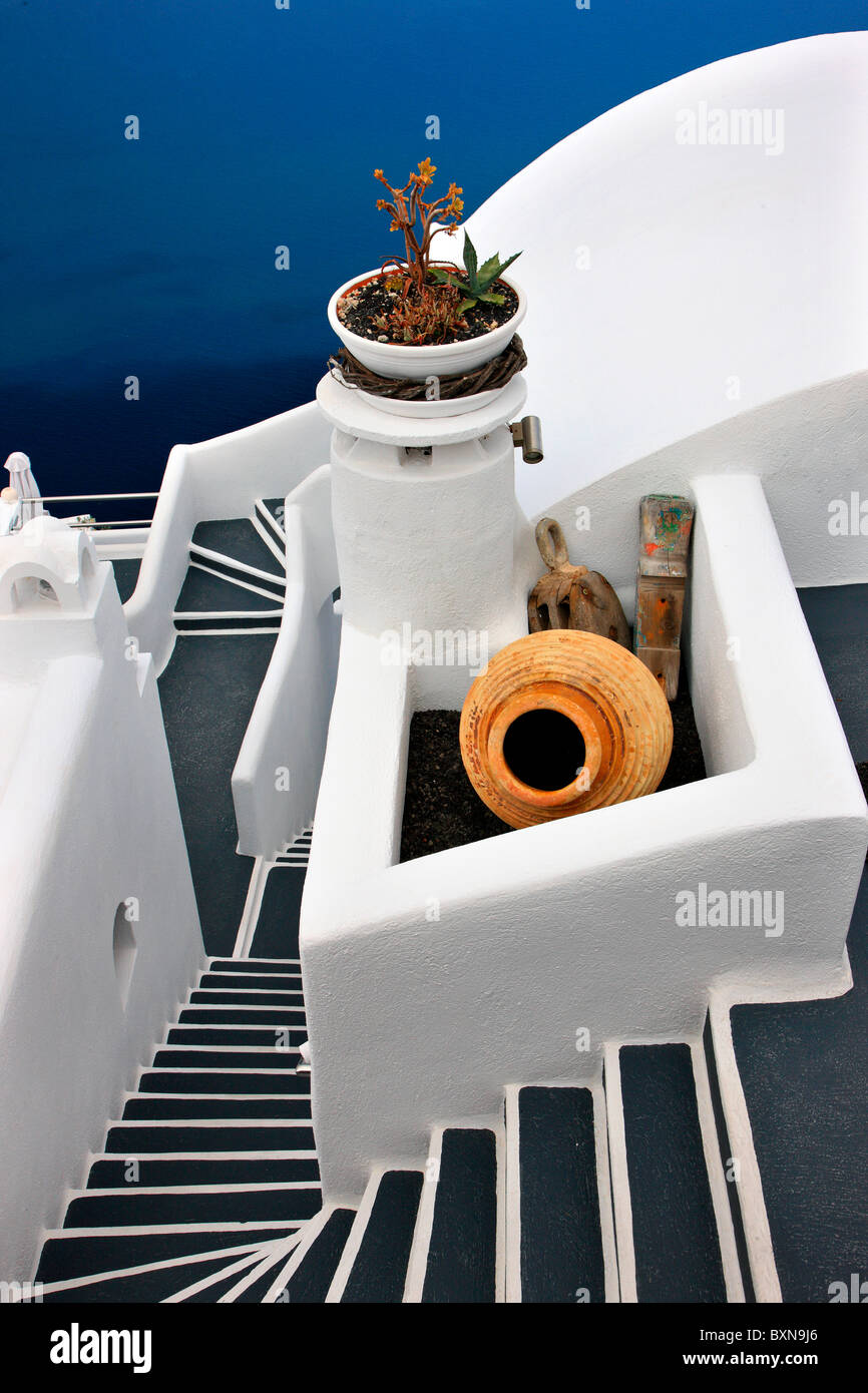 Traditional Greek architecture from Santorini island, Cyclades, Greece Stock Photo