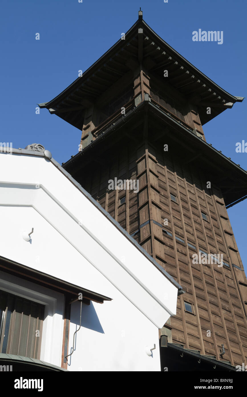 The Toki no Kane or Time Bell Tower clocktower is a symbol of Kawagoe Stock Photo