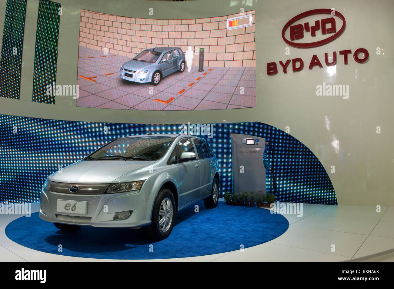 BYD E6 electric car at the 2010 North American International Auto Show in Detroit Stock Photo