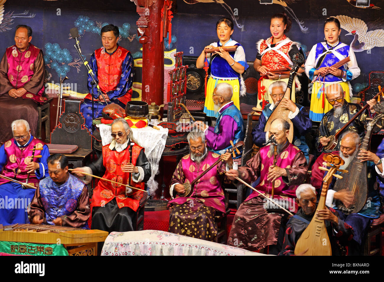 Naxi Ancient Music Orchestra, Lijiang, Yunnan Province, China Stock Photo