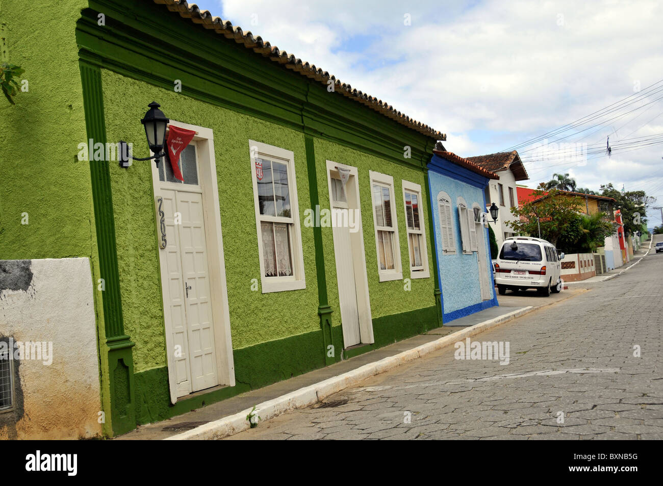 Typical houses, at Ribeirao da Ilha, Florianopolis, Santa Catarina, Brazil Stock Photo