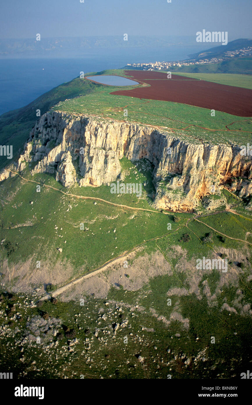Israel, Lower Galilee, Mount Arbel overlooking the Sea of Galilee, an