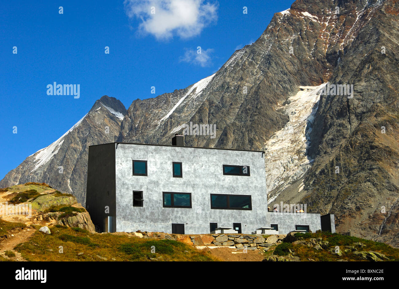 Mountain shelter Anenhuette, valley Loetschental, Valais, Switzerland Stock Photo