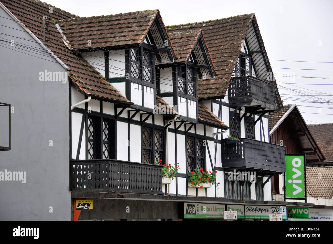 Typical German-style houses, Pomerode, Santa Catarina, Brazil Stock Photo