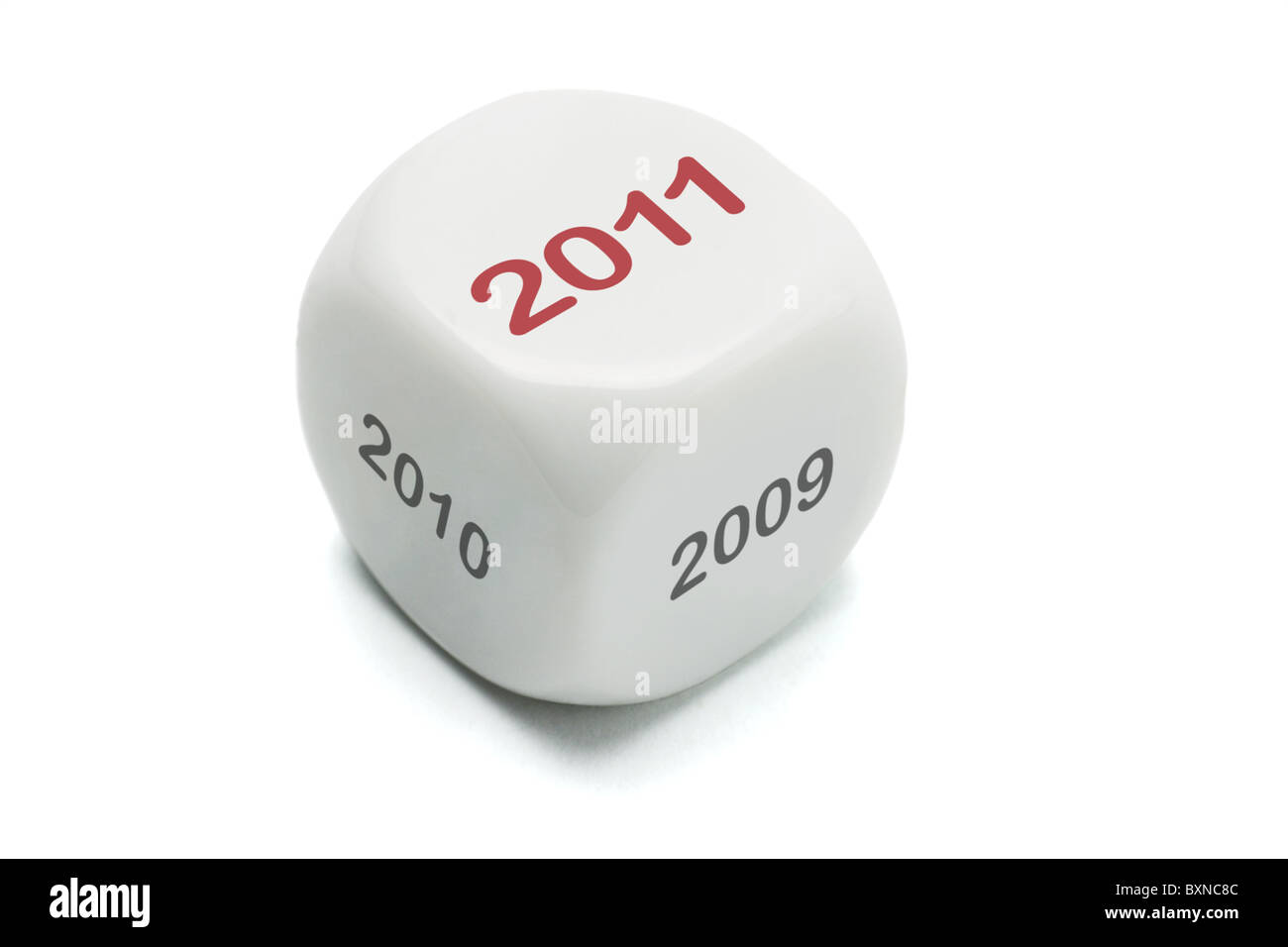 White dice and 2011 new year on white background Stock Photo