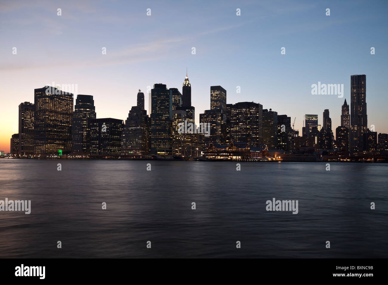 The New York City skyline at the twilight Stock Photo - Alamy