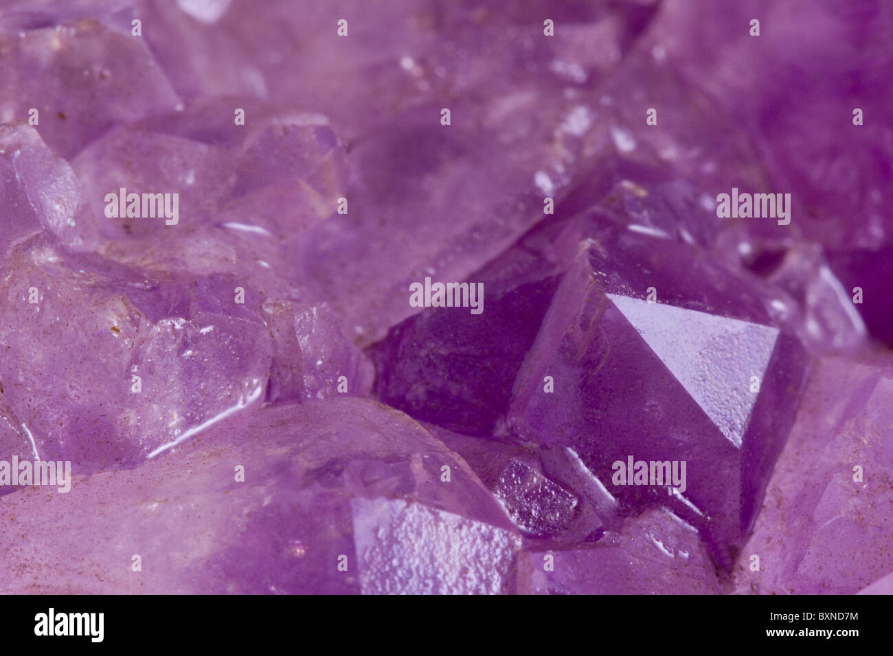 close-up of amethyst crystals Stock Photo