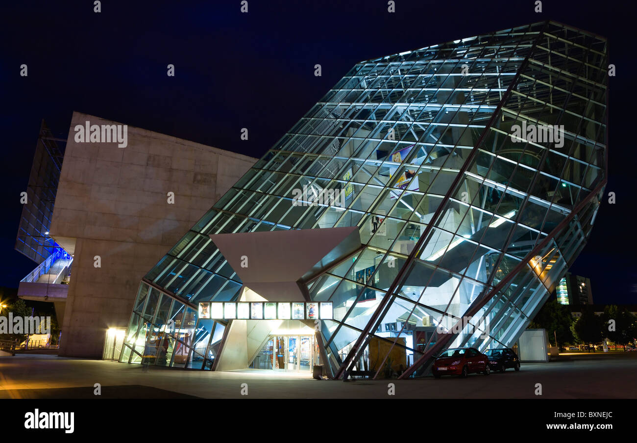 GERMANY, Saxony, Dresden, The angular structure in glass and steel of the 1999 Ufa Palast cinema Stock Photo