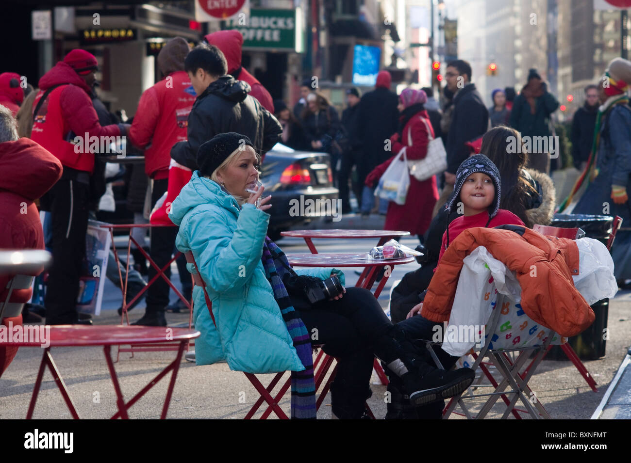 Last minute Christmas shoppers in Times Square in New York on Friday, December 24, 2010. Stock Photo