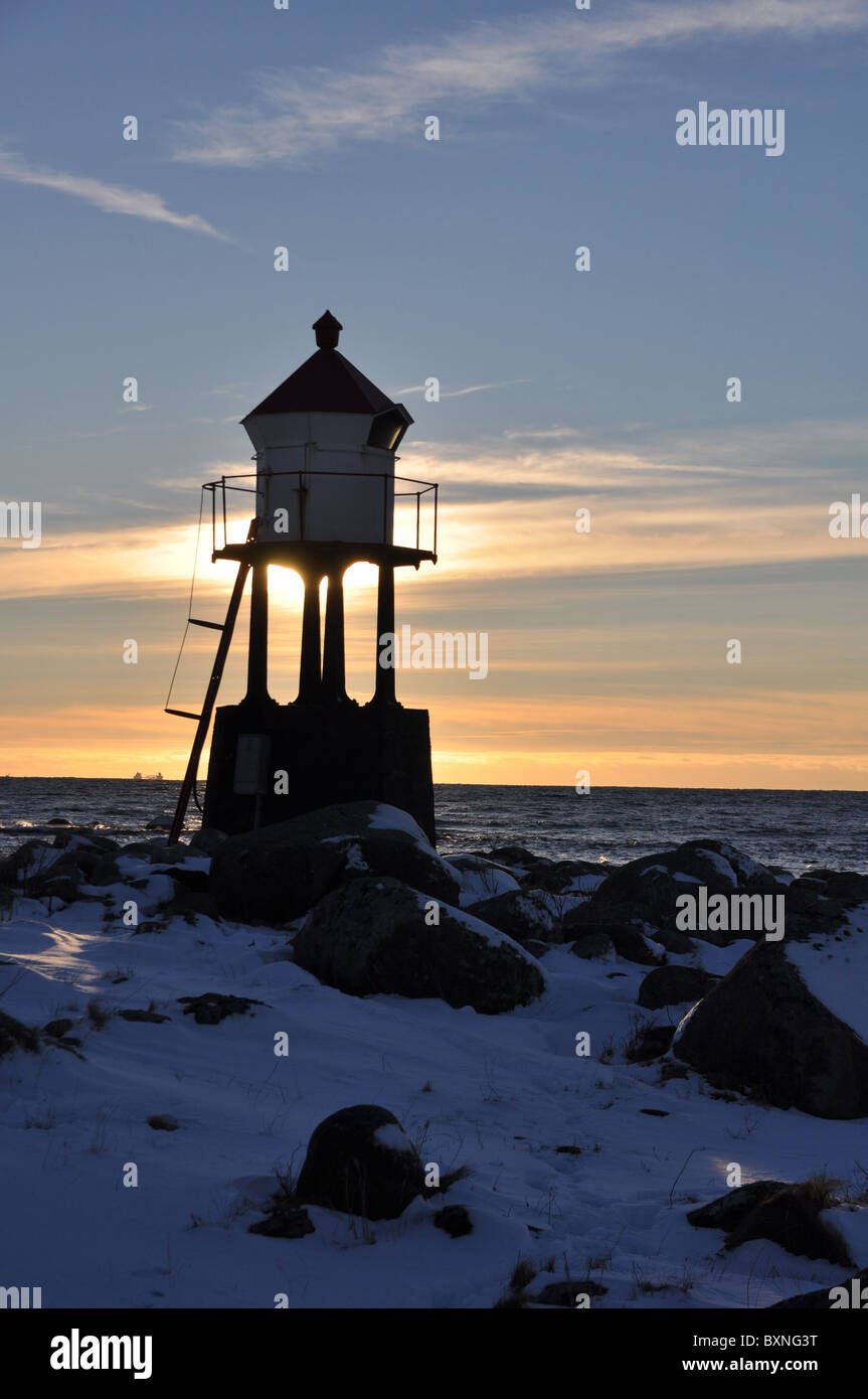 Cold Lighthouse Lighthouse lamp and clear cold winter weather, snow, winter, blue sky ...