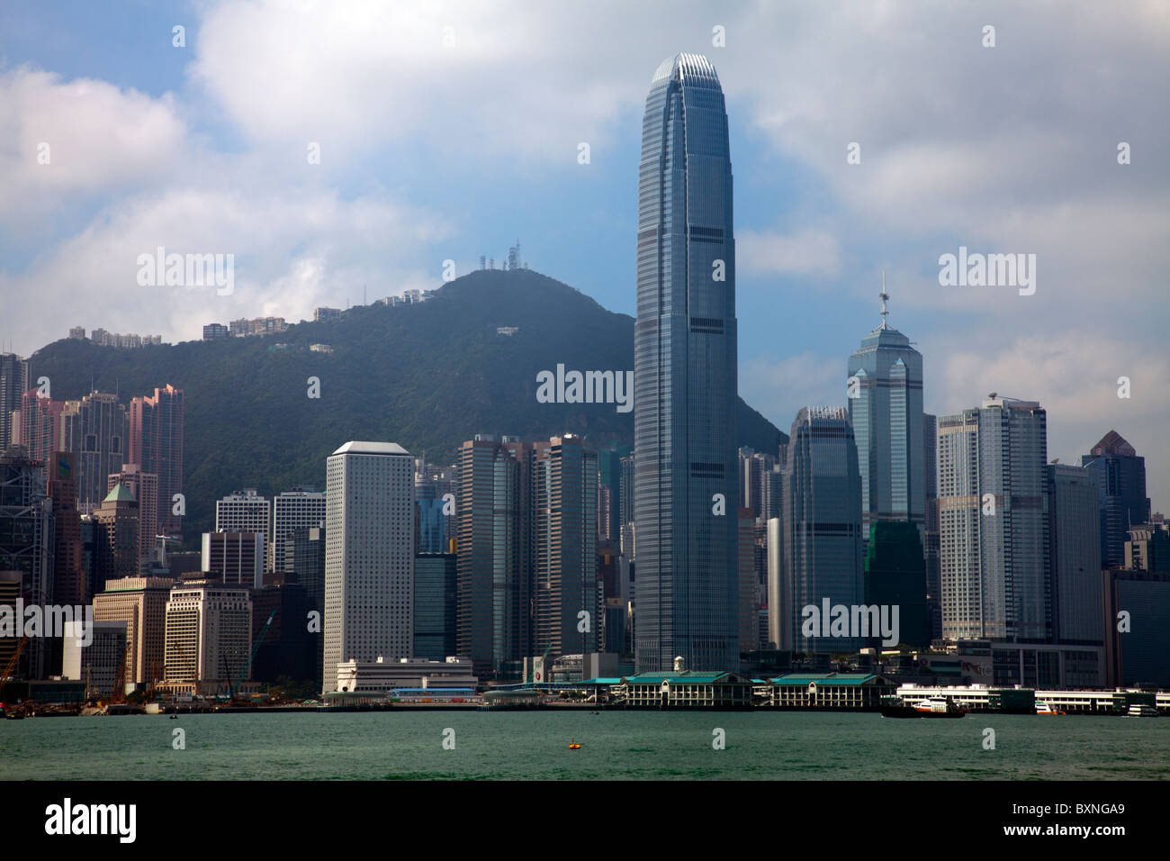 Hong Kong Island China city skyline of Central District and Victoria Harbour from Kowloon Stock Photo