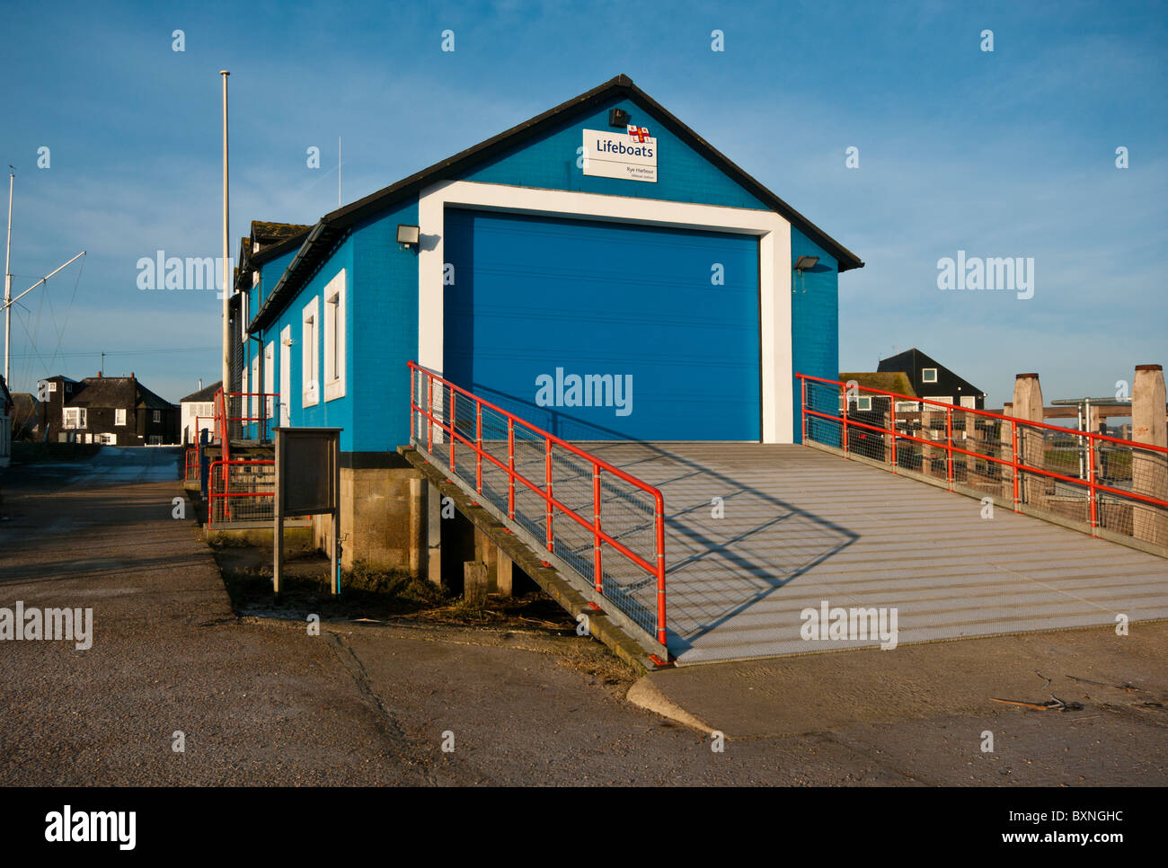 RNLI Lifeboat Boathouse Rye Harbour East Sussex England Stock Photo Alamy
