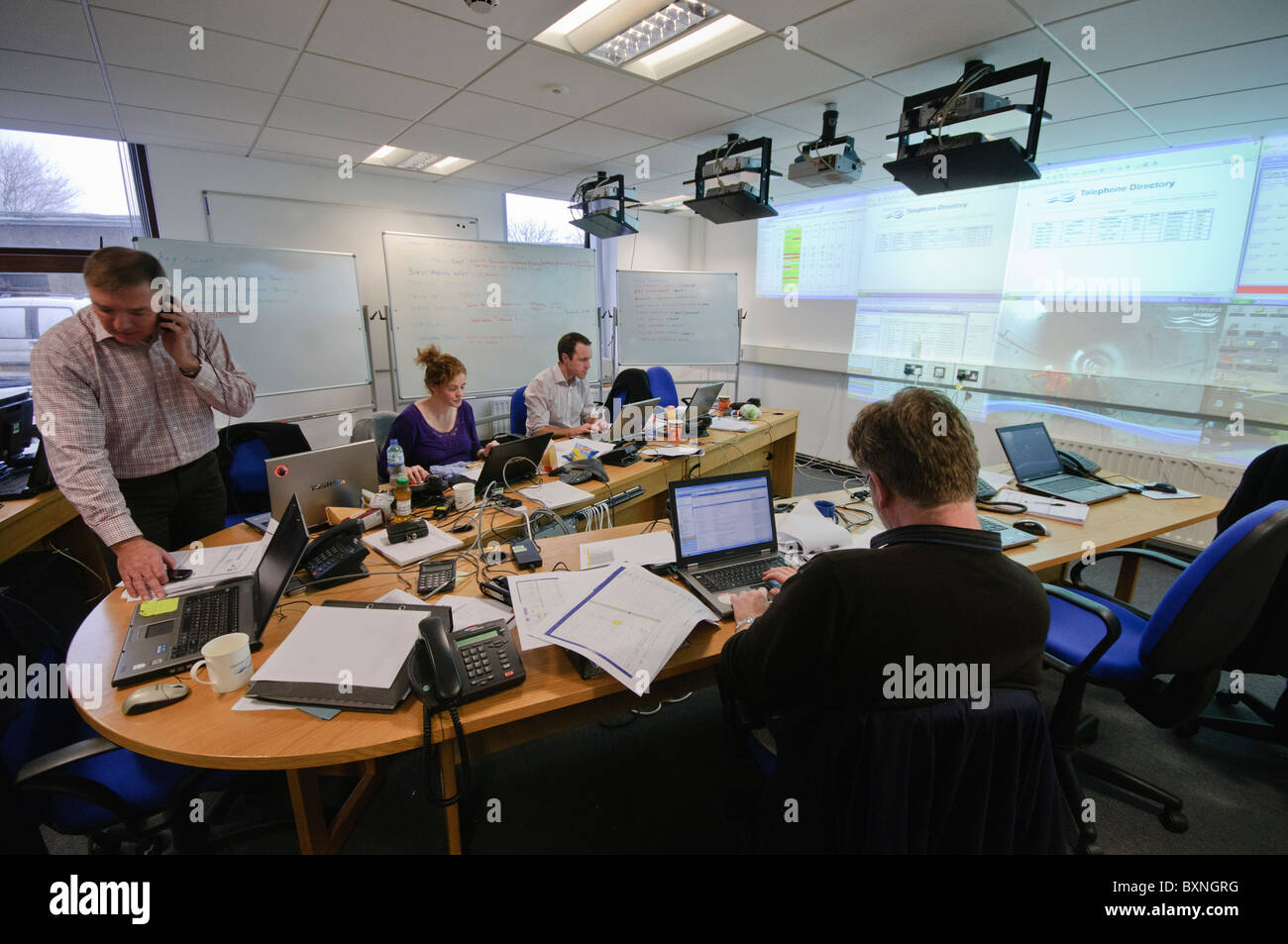 Northern Ireland Water incident room, as reservoirs in Belfast run