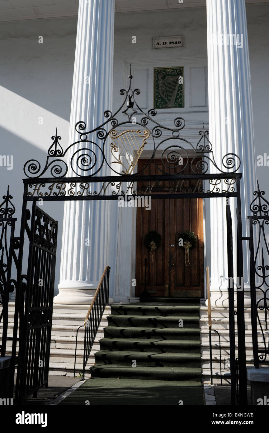 Wrought iron gate to 1840 Hibernian Hall, Charleston, SC Stock Photo