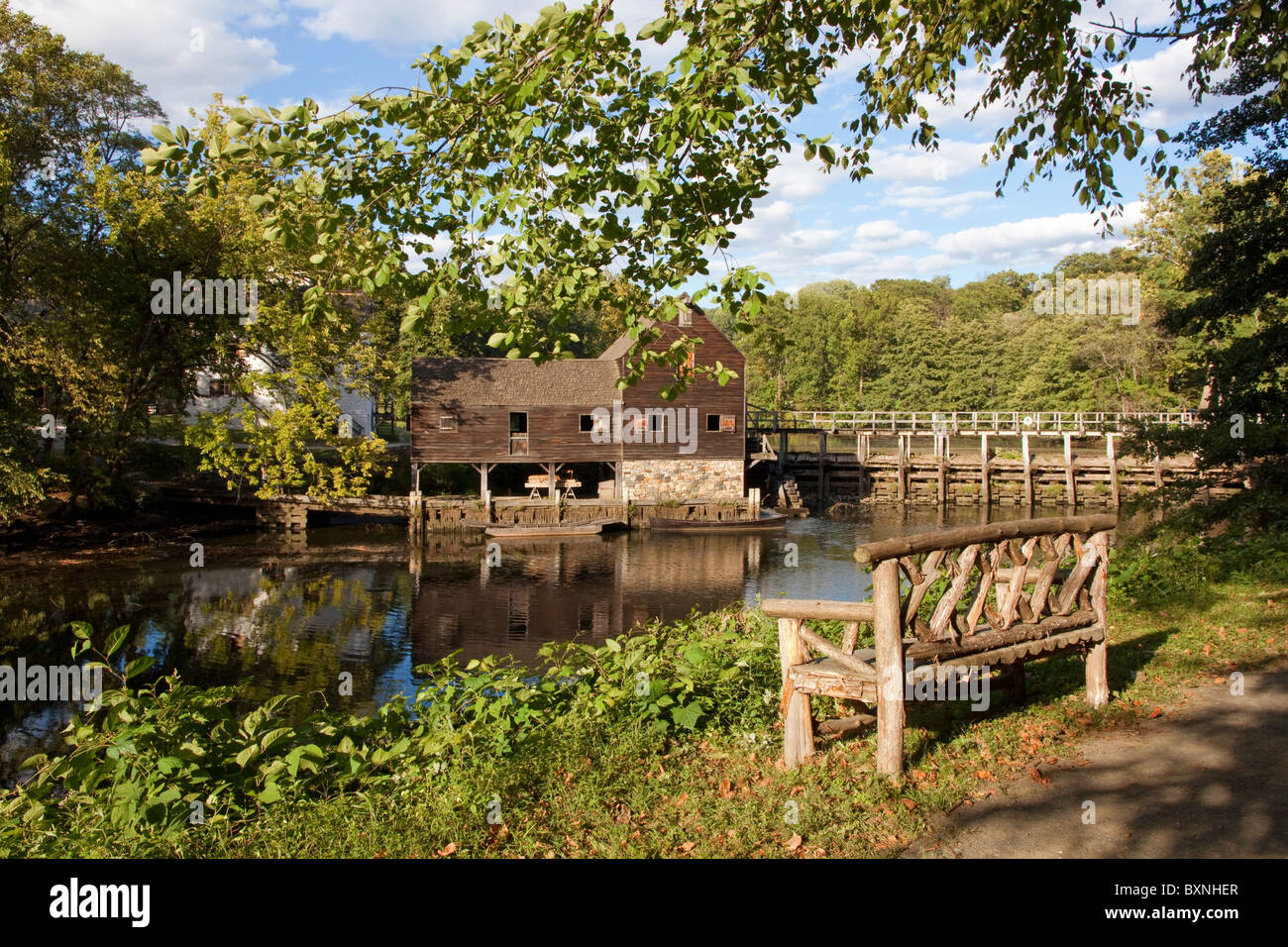 Philipsburg Manor historical Old Grist Mill is part of Sleepy Hollow in Tarrytown, New York. Stock Photo