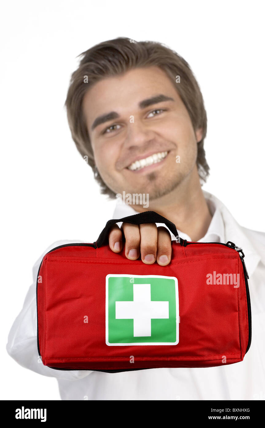 Doctor with first aid kit Stock Photo Alamy