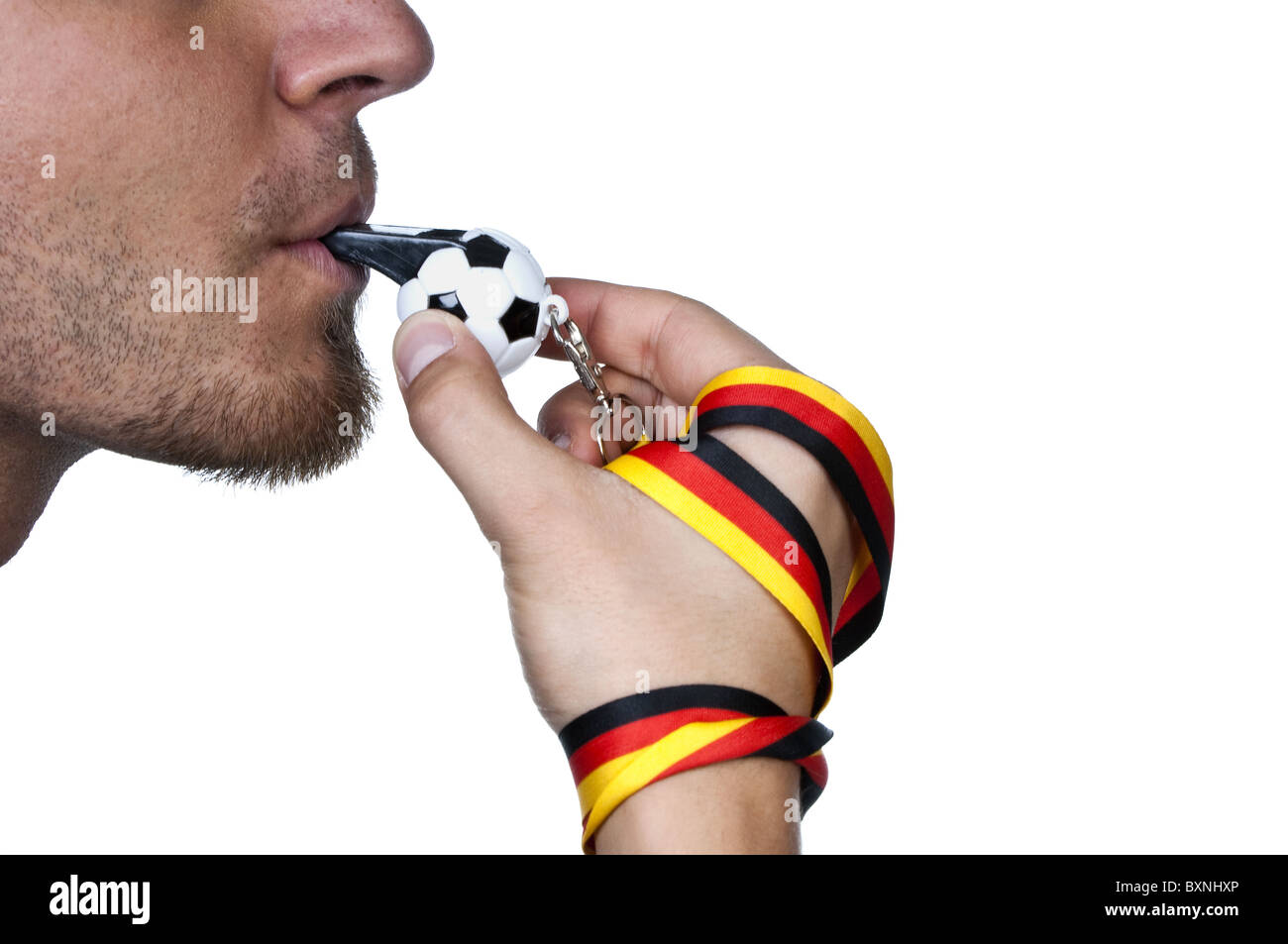 Soccer referee blowing whistle hires stock photography and images Alamy