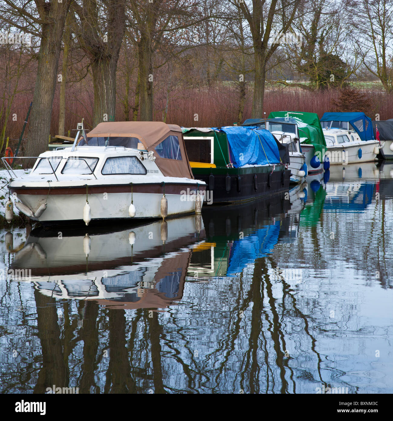 River & Canal Cruisers on River Chelmer Stock Photo